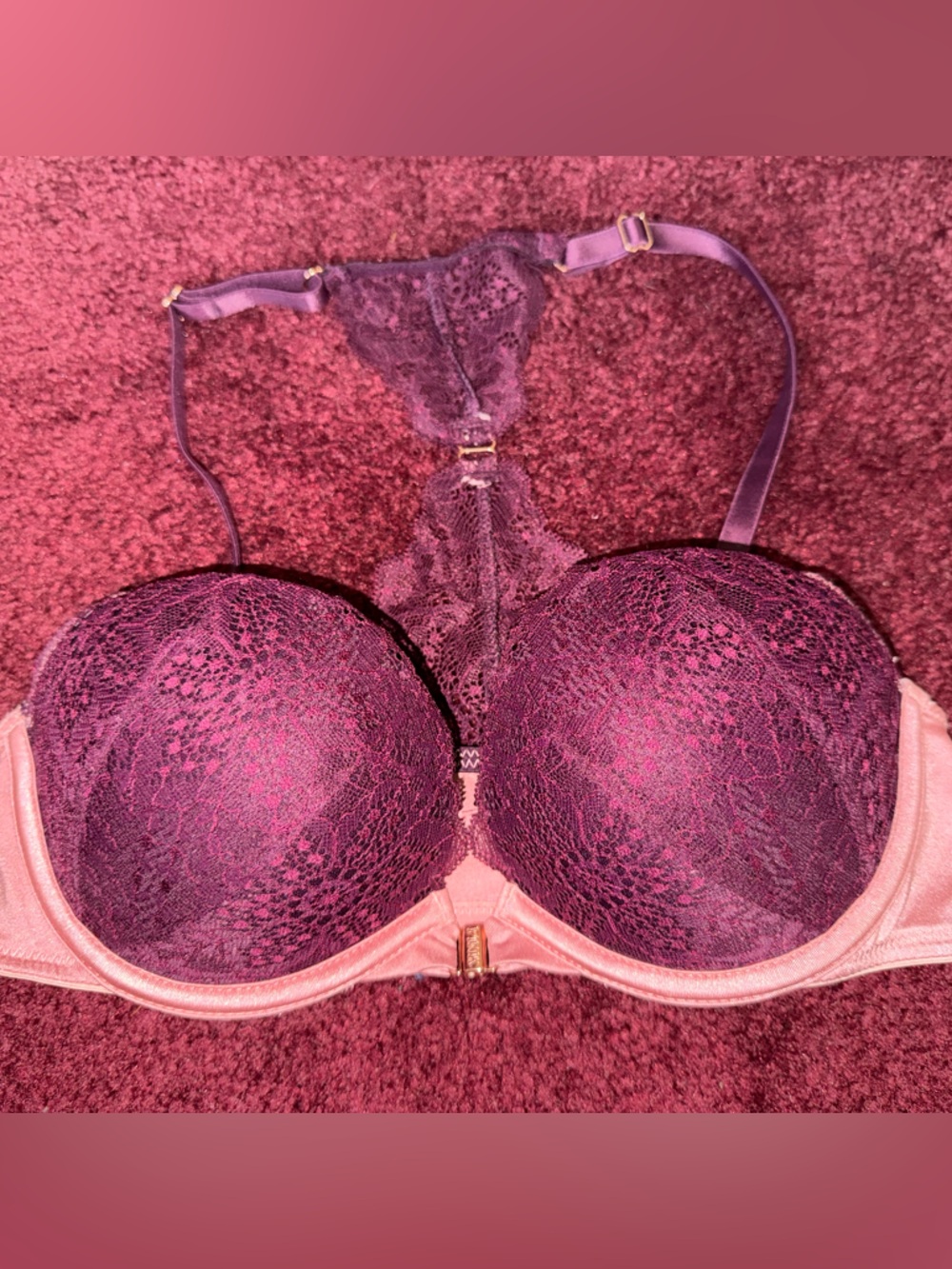 Victoria's Secret Bra Womens 32C Body by Victoria Racerback Front Close Lace